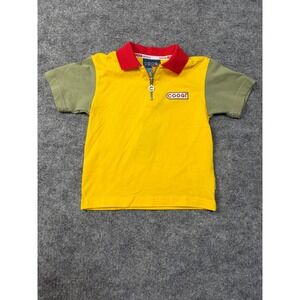 Coogi Sport Kids Boys 3T Yellow Red Green Zip Polo Shirt Short Sleeve